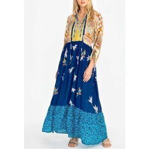 NWT JOHNNY WAS Women’s Maxi Cana Long Sleeve Dress Size Small $455.00